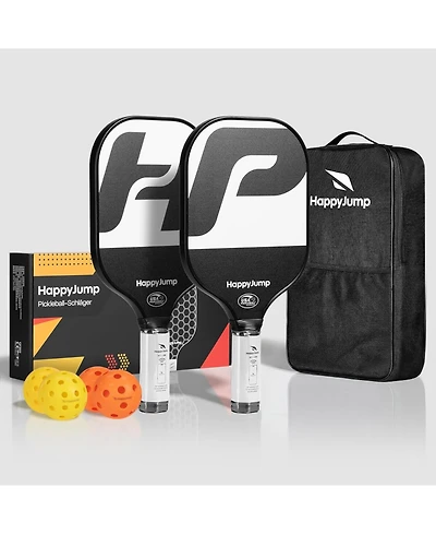 Happy Jump Pickleball Paddle Set - Usapa Approved Fiberglass Rackets with 4 Balls and Bag - Great Gift for Family, Friends and Pickleball Lovers