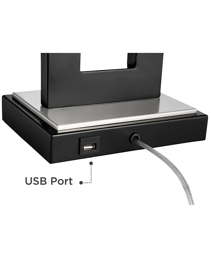 360 Lighting Neil 26" Rectangular Rustic Modern Table Lamps with Usb Port And Pull Chain, Set of 2