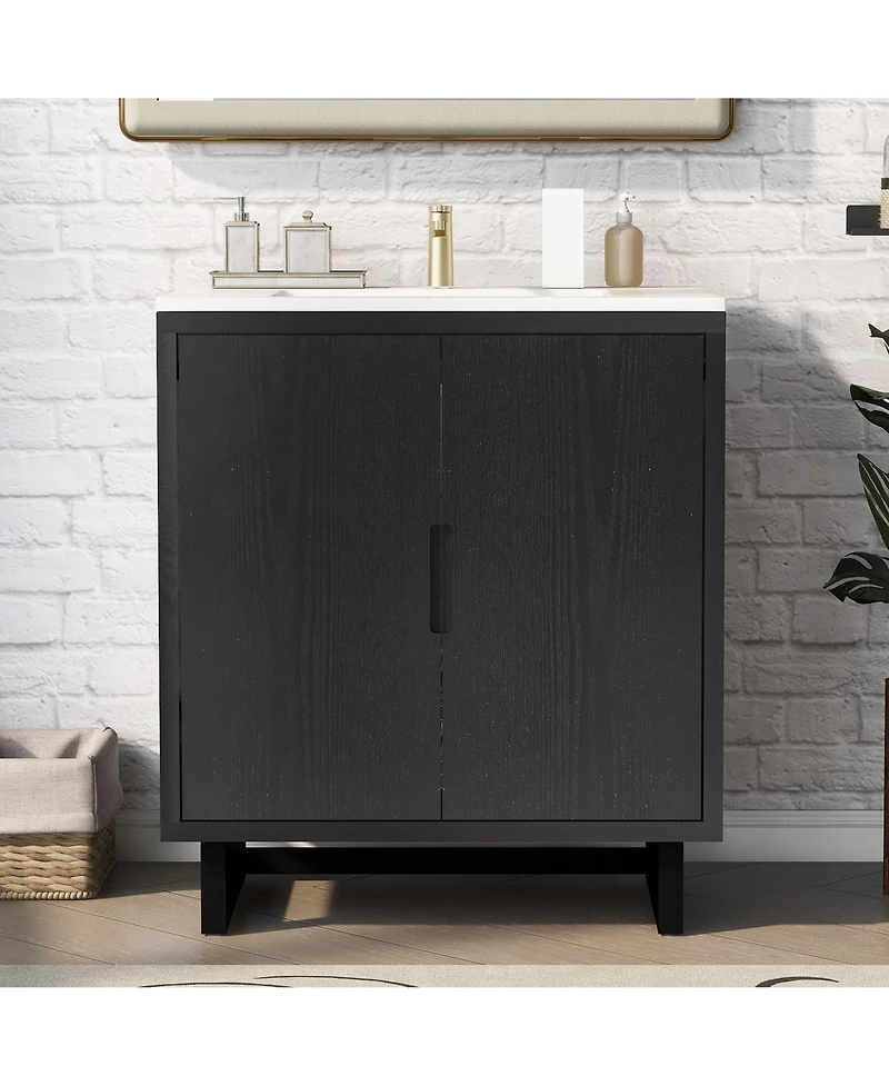 Casainc 30" Bathroom Vanity Set with Sink, Bathroom Storage Cabinet with Solid Wood Frame