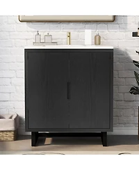 Casainc 30" Bathroom Vanity Set with Sink, Bathroom Storage Cabinet with Solid Wood Frame