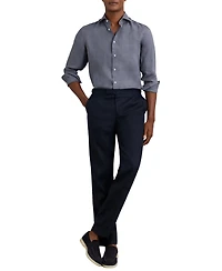 Reiss Men's Linen Cutaway Collar Regular Fit Shirt