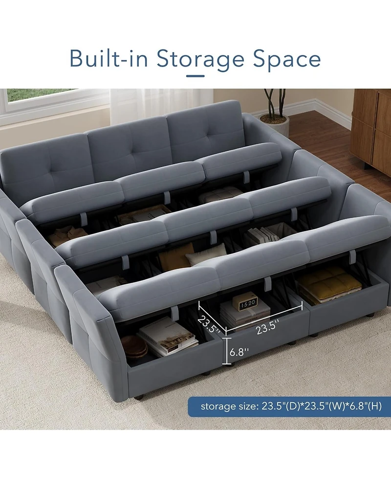 gaomon Modular Sectional Sofa, 143.8 in Sectionals Couch U Shaped Sofa with Storage Ottoman, 9 Seat Comfy Sectional Couches