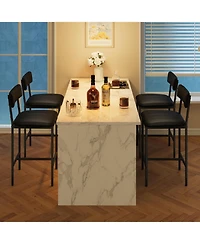 gaomon Set of 4 Steel-Leg Padded High-Back Dining Chairs and Bar Stools