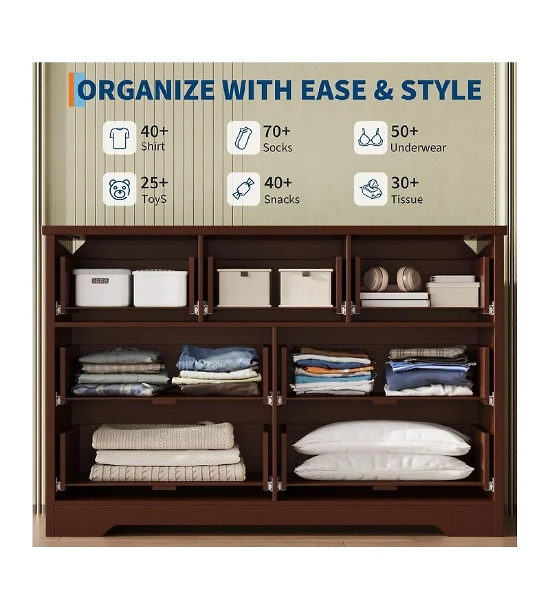Gaomon Modern Fluted Wood Dresser with 7 Drawers for Bedroom Storage