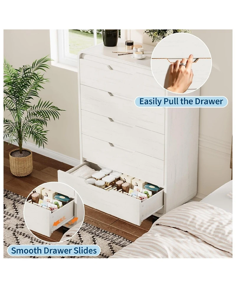 Gaomon Wood Dresser with 5 Drawers for Bedroom Storage