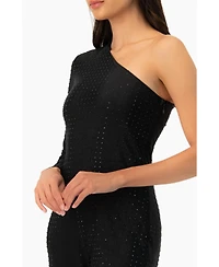 Ivonne Women's Wide-Leg Textured Jumpsuit with One Long Sleeve