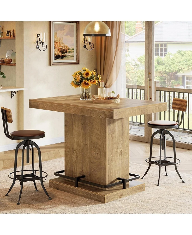 Tribesigns 47" Bar Table, Industrial Bistro Pub Table with Metal Footrest, Rectangular Counter Height Bar Table