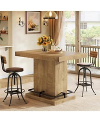 Tribesigns 47" Bar Table, Industrial Bistro Pub Table with Metal Footrest, Rectangular Counter Height Bar Table