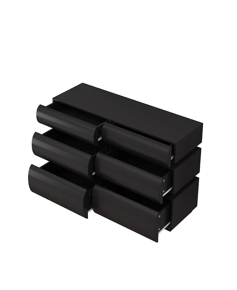 Clihome 6 Drawer Dresser for Bedroom, No Handle, Modern Chest of Drawers with Wide Storage