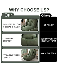 Rainsken Convertible Corduroy Lazy Sofa Bed, 5-Position Adjustable Folding Lounge Chair, Upholstered Sleeper Seat for Living Room, Reading Room