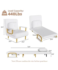 Rainsken Folding Sofa Bed, 3-in-1 Convertible Chair with Pillow and 5-Position Adjustable Backrest, Space-Saving Sleeper for Living Room, Bedroom