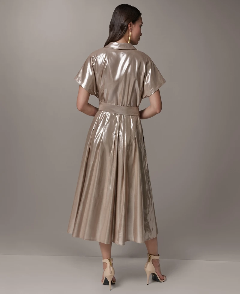 Donna Karan New York Women's Short-Sleeve Collared Midi Dress