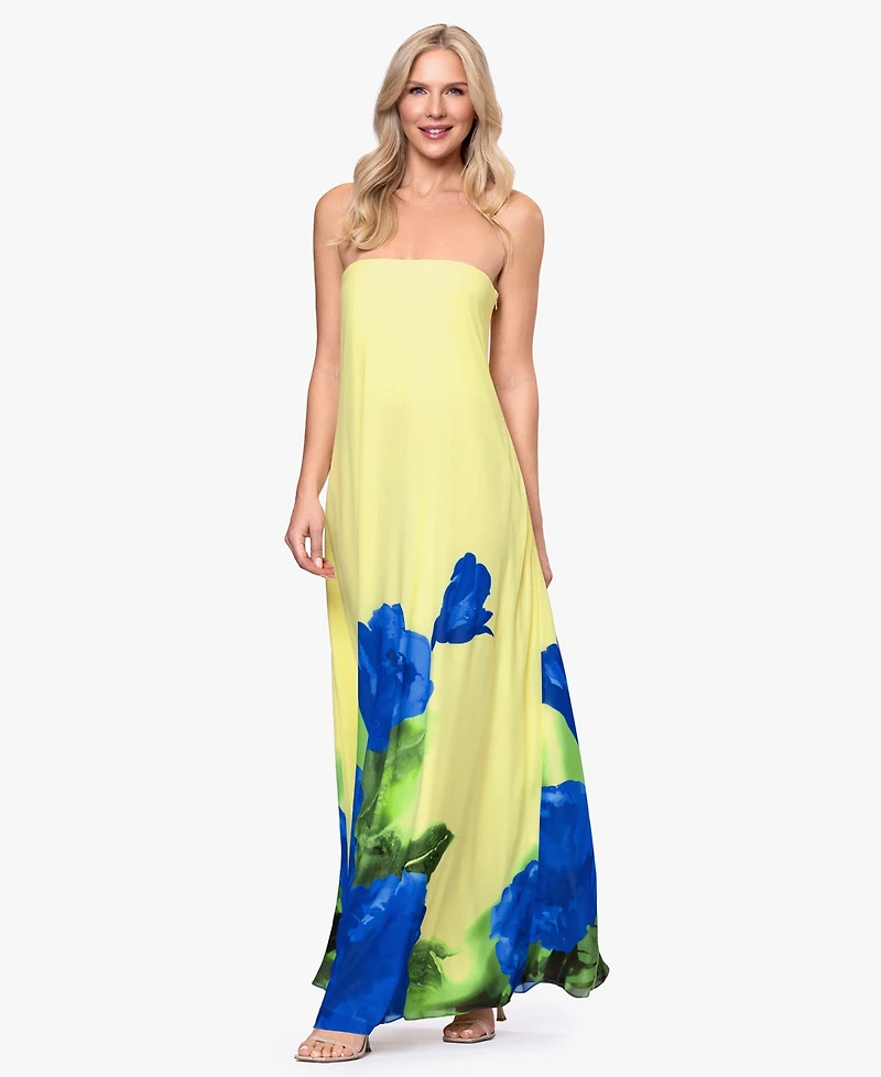 Betsy & Adam Women's Floral Strapless Ball Gown