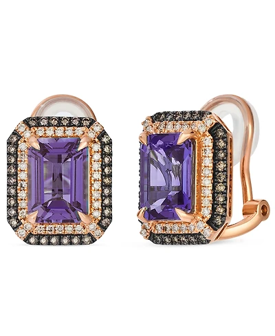 Le Vian Deep Sea Blue Topaz (5 ct. t.w.) & Diamond (5/8 Post/Clip-On Convertible Button Earrings 14k Rose Gold