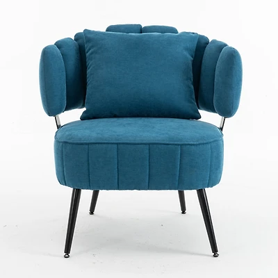 Rainsken Chenille Barrel Accent Chair with Pocket Coil Cushion and Scalloped Back, Stylish Upholstered Seating for Living Room and Reading Nook