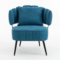 Rainsken Chenille Barrel Accent Chair with Pocket Coil Cushion and Scalloped Back, Stylish Upholstered Seating for Living Room and Reading Nook