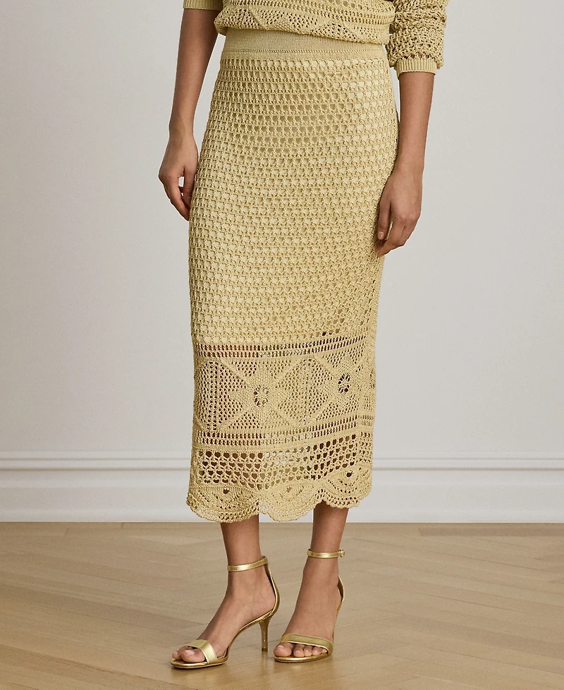 Lauren Ralph Petite Pointelle-Knit Midi Skirt