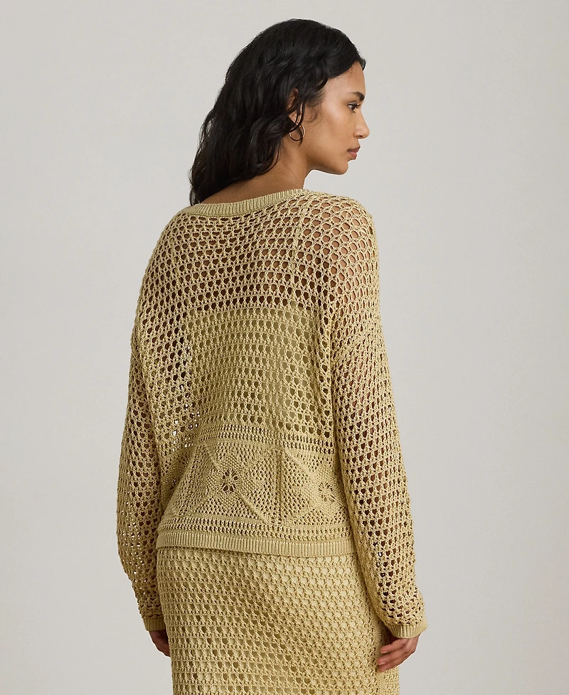 Lauren Ralph Petite Pointelle-Knit Boat Neck Sweater