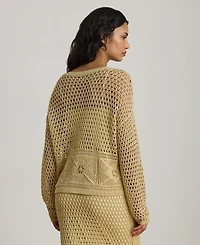 Lauren Ralph Petite Pointelle-Knit Boat Neck Sweater