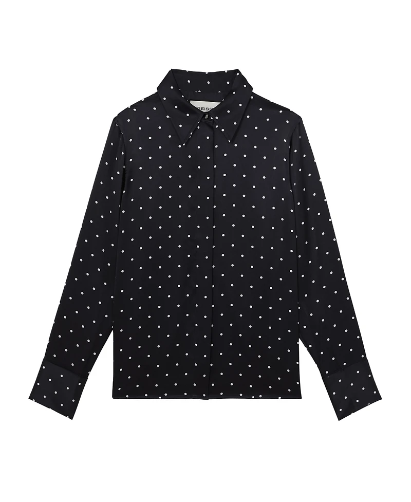 Reiss Women's Silk-Satin Polka-Dot Shirt