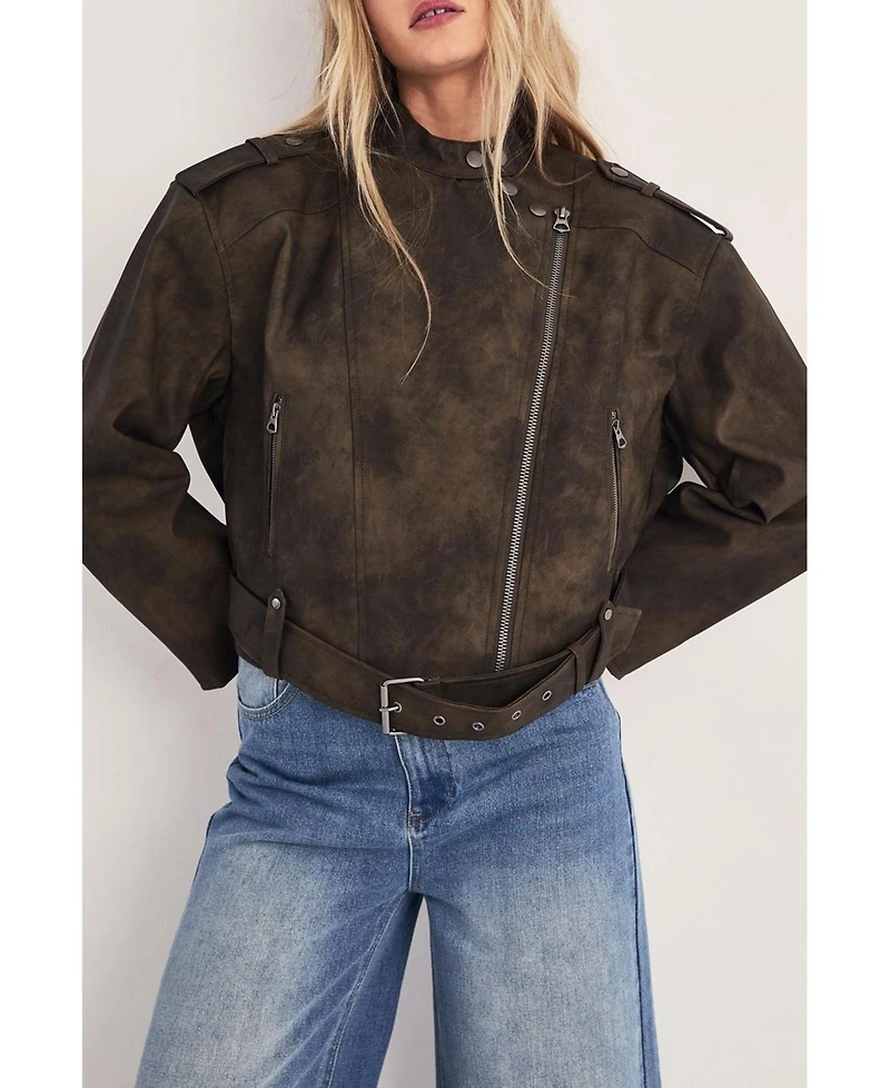 Nasty Gal Women's Cropped Biker Jacket