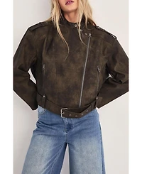Nasty Gal Women's Cropped Biker Jacket