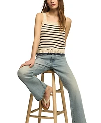 Lucky Brand Women's Striped Crochet Square Neck Tank Top