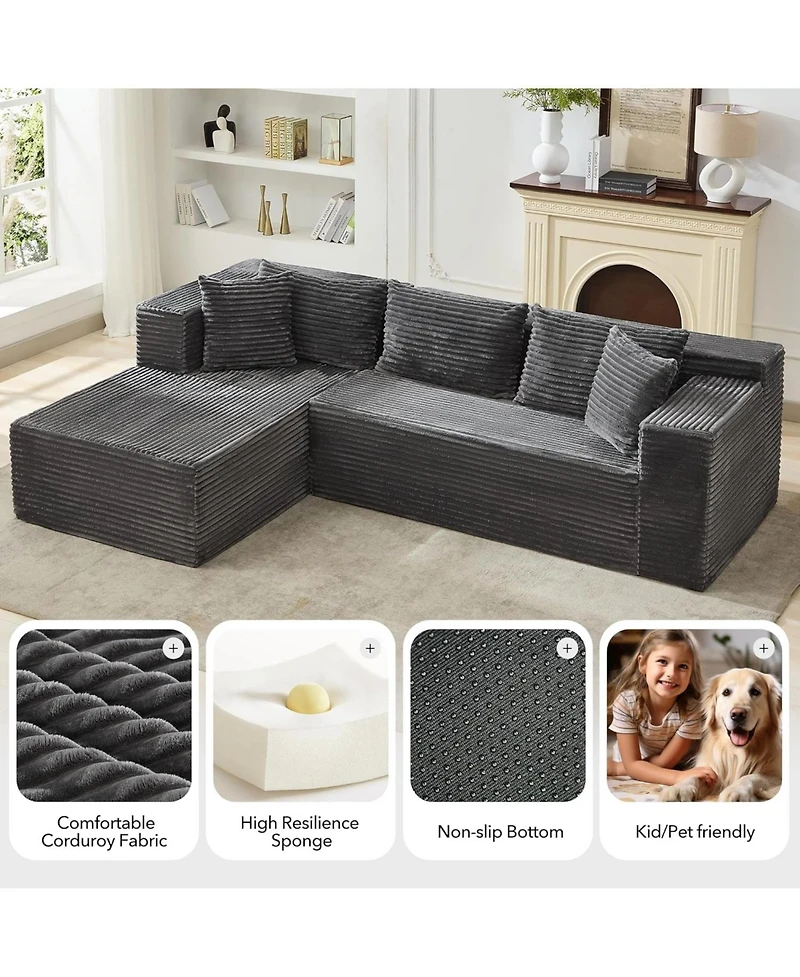 gaomon Modular Sectional Sofa Cloud Couch, 106" Comfy L Shaped Couches for Living Room,Oversized Sleeper with Deep Seat