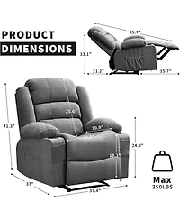 gaomon Wide Rocker Recliner Chair for Adults, Manual Oversized Chairs w/Armrest, Backrest, 2 Cup Holders, Side Pocket