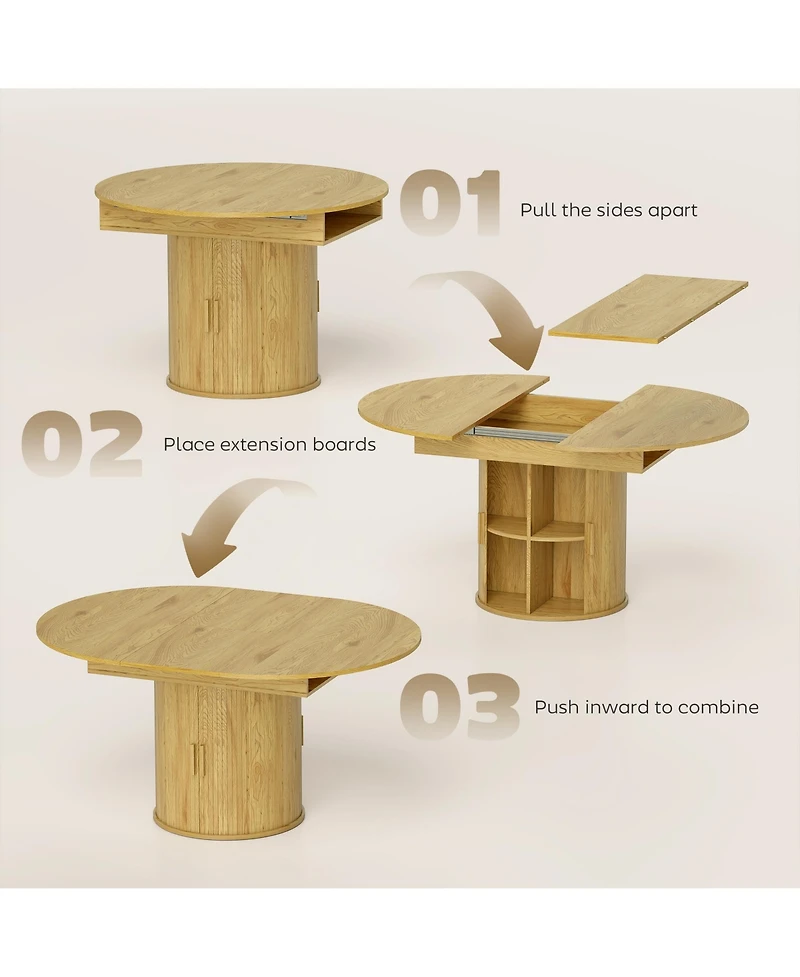 Homcom Extendable Dining Table, 60" Oval Kitchen Table for 6