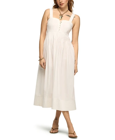 Lucky Brand Women's Poplin Pintuck Square Neck Maxi Dress