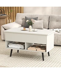Slickblue Coffee Table Lift Top Hidden Storage 2 Open Shelves