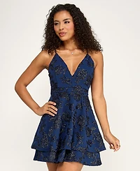 Emerald Sundae Juniors' Lace-Back Fit & Flare Dress