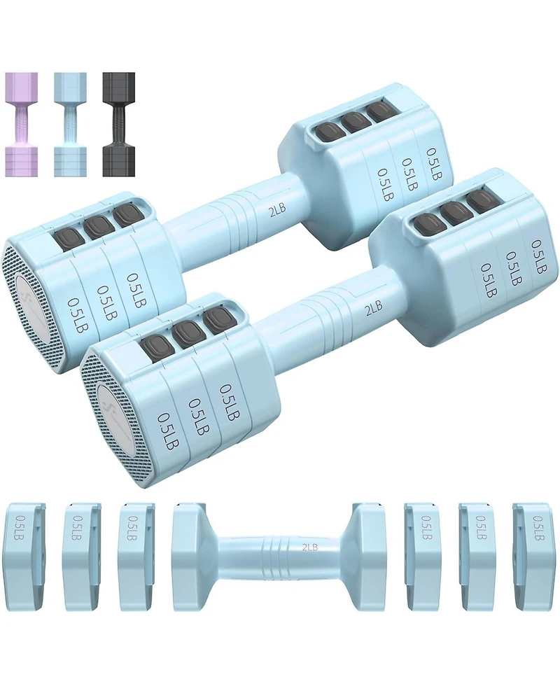Sportneer Adjustable Dumbbells Hand Weights 4 in 1 Set Each 2lb 3lb 4lb 5lb Free Weights Fast Adjust for Women Men Home Gym Workout Strength Training