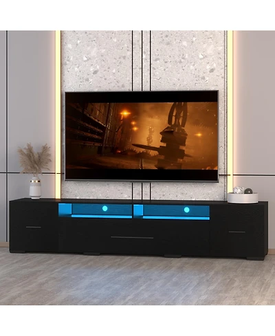 Rainsken App Control Led Tv Stand Tv, Modern Entertainment Center with Remote, Storage Cabinets, 31 Modes Changing Lights for Living Room