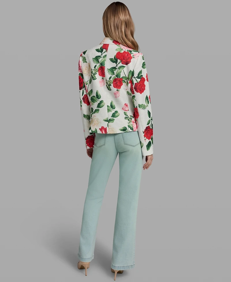 Karl Lagerfeld Paris Women's Floral Print Collared Polyester Jacket