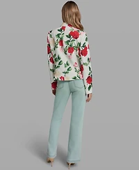 Karl Lagerfeld Paris Women's Floral Print Collared Polyester Jacket
