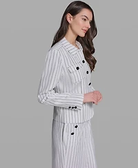 Karl Lagerfeld Paris Women's Striped Collared Jacket