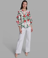 Karl Lagerfeld Paris Women's Printed Long-Sleeve Top