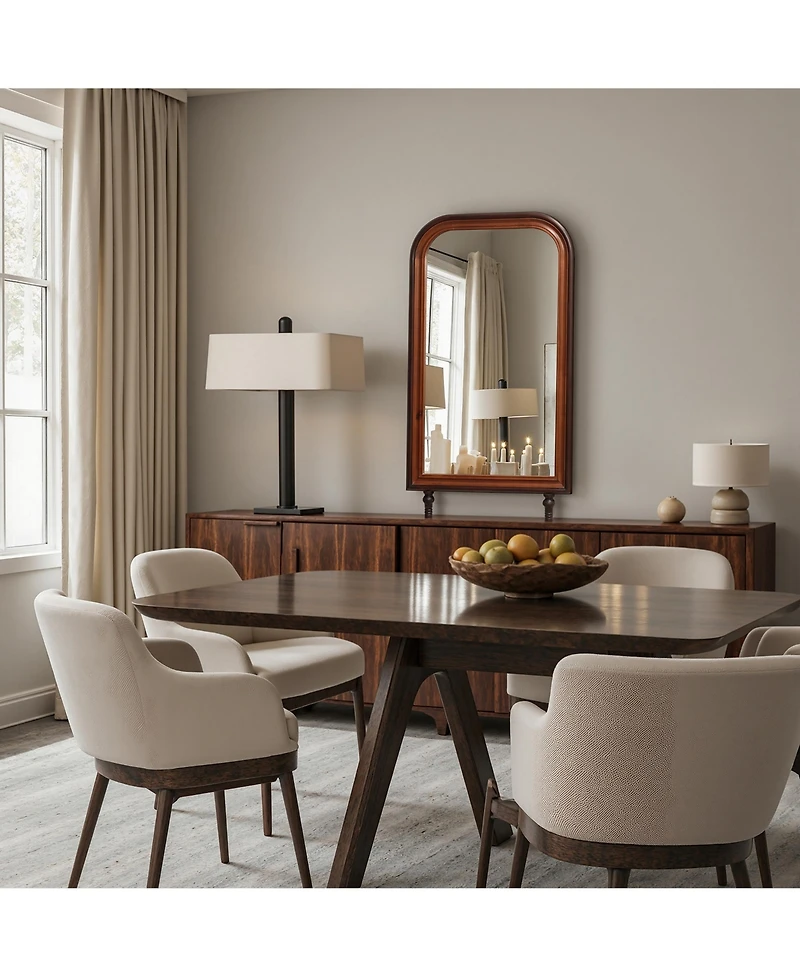 LuxenHome Modern 43.3" Tall Rounded Rectangle Wall Mirror with Pine Wood Frame