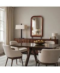 LuxenHome Modern 43.3" Tall Rounded Rectangle Wall Mirror with Pine Wood Frame