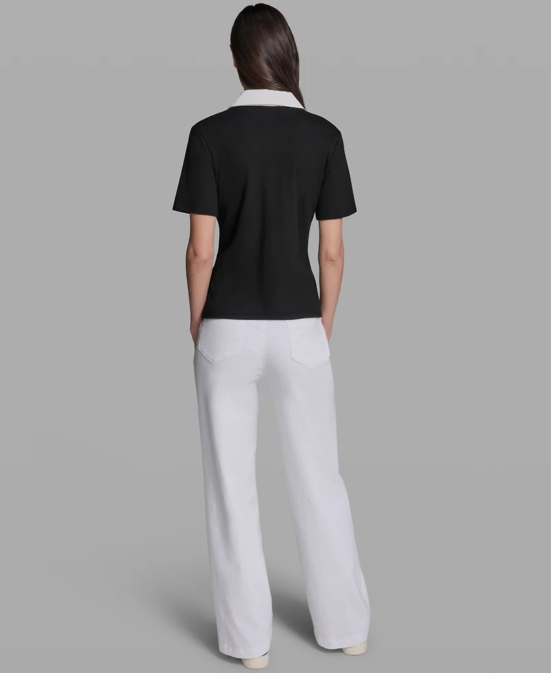 Karl Lagerfeld Paris Women's Johnny Collar Top