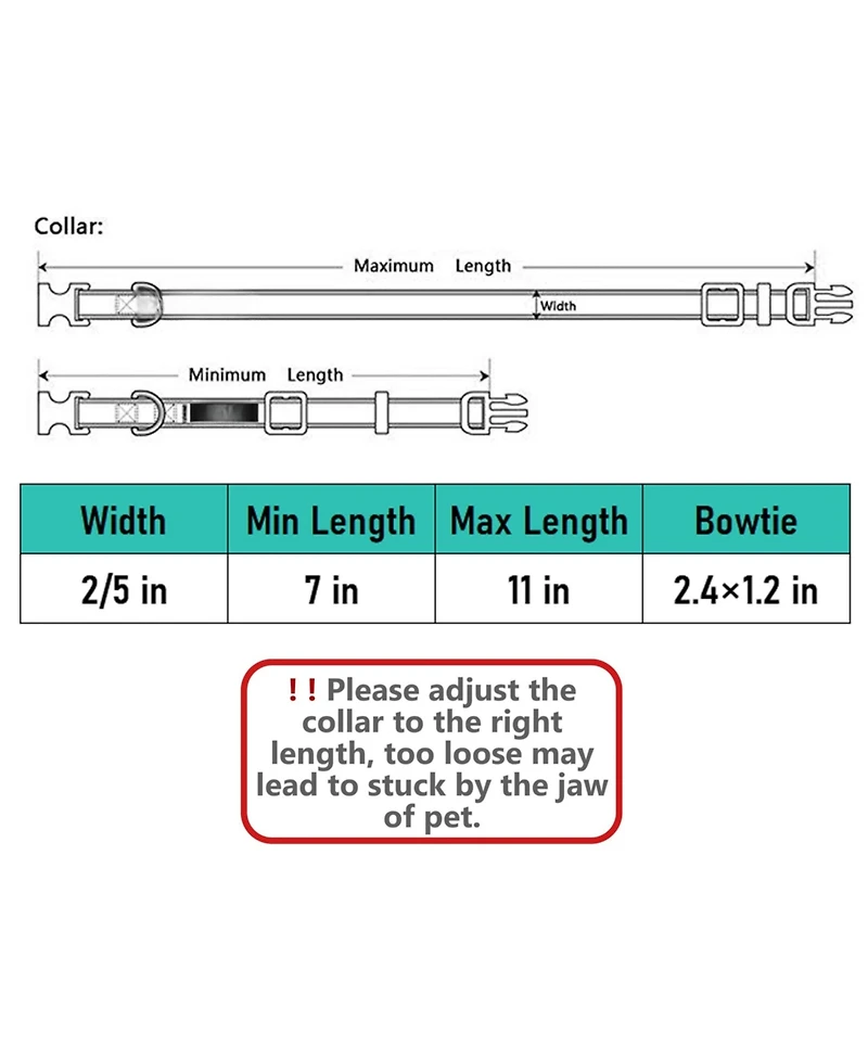 Aronkl Breakaway Cat Collar with Bell Detachable Bowtie Adjustable Safety for Small Pets