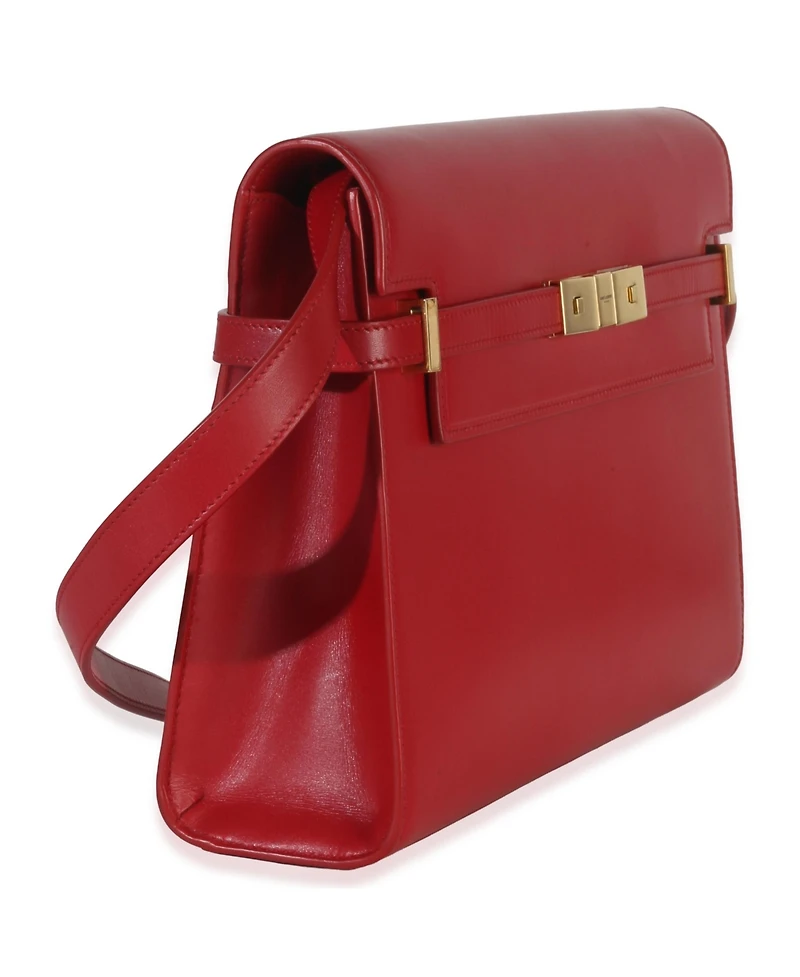 Pre-Owned Saint Laurent Red Calfskin Medium Manhattan Shoulder