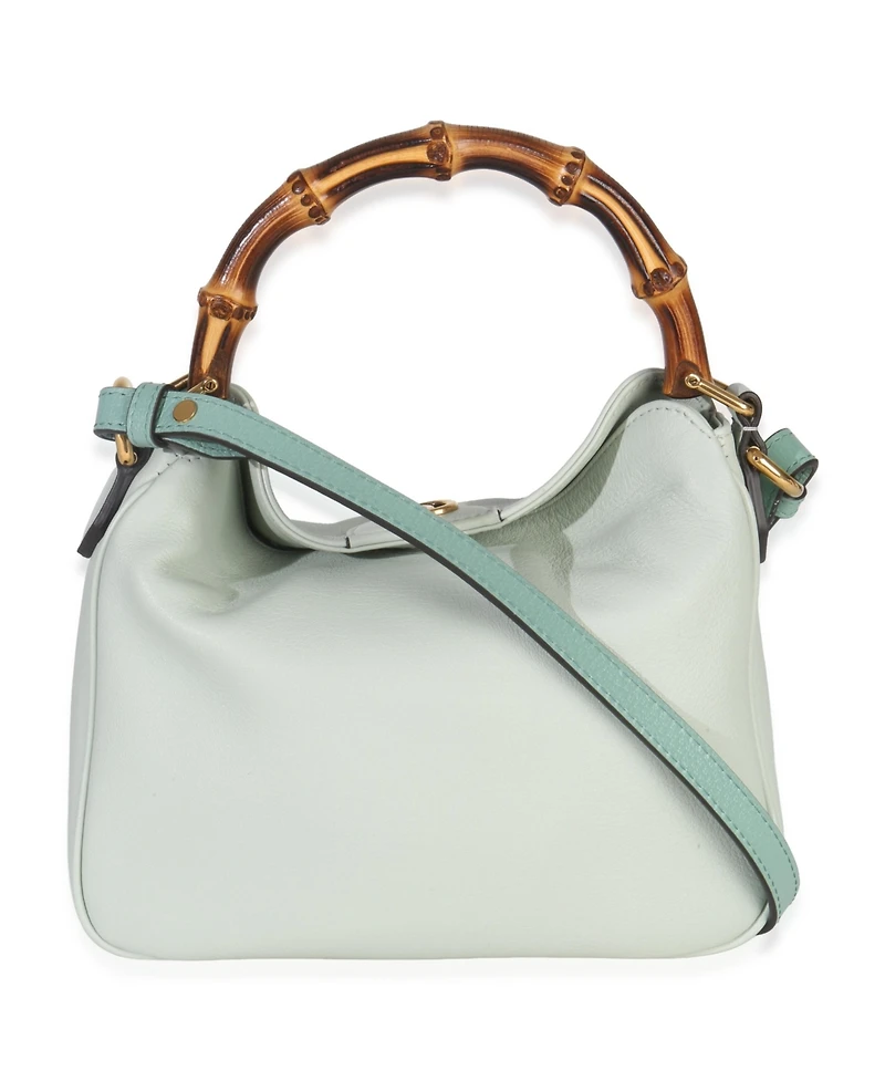 Pre-Owned Gucci Mint Green Calfskin Bamboo Small Diana Shoulder Bag