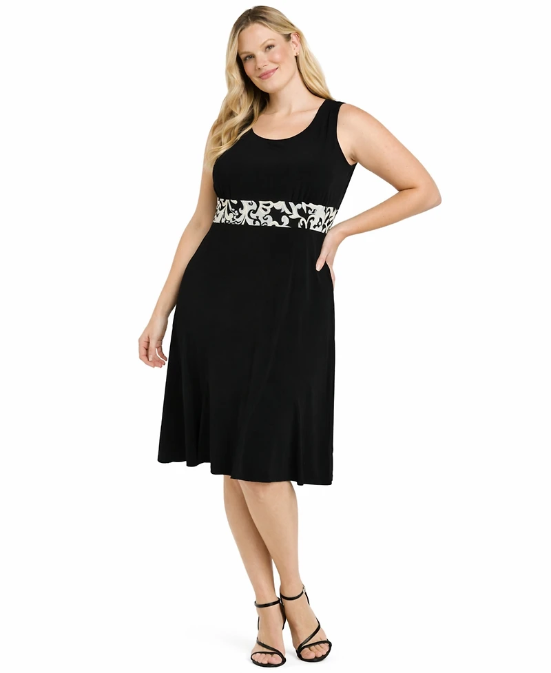 R & M Richards Plus Scoop Neck Jacket Dress