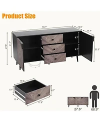 gaomon Mid-Century Modern Sideboard, Chevron Pattern Storage Cabinet with Rust-Resistant Metal Frame