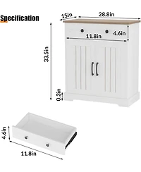 gaomon Small Storage Cabinet, Compact Wood Sideboard Buffet Cabinet with 2 Drawers and 2 Doors, Modern Minimalist Accent Furniture