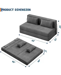 gaomon 4-in-1 Folding Sofa Bed & Chair Bed - Convertible Sleeper, Fold Out Loveseat Sofa Couch with Pillow, Tufted Floor Lounge