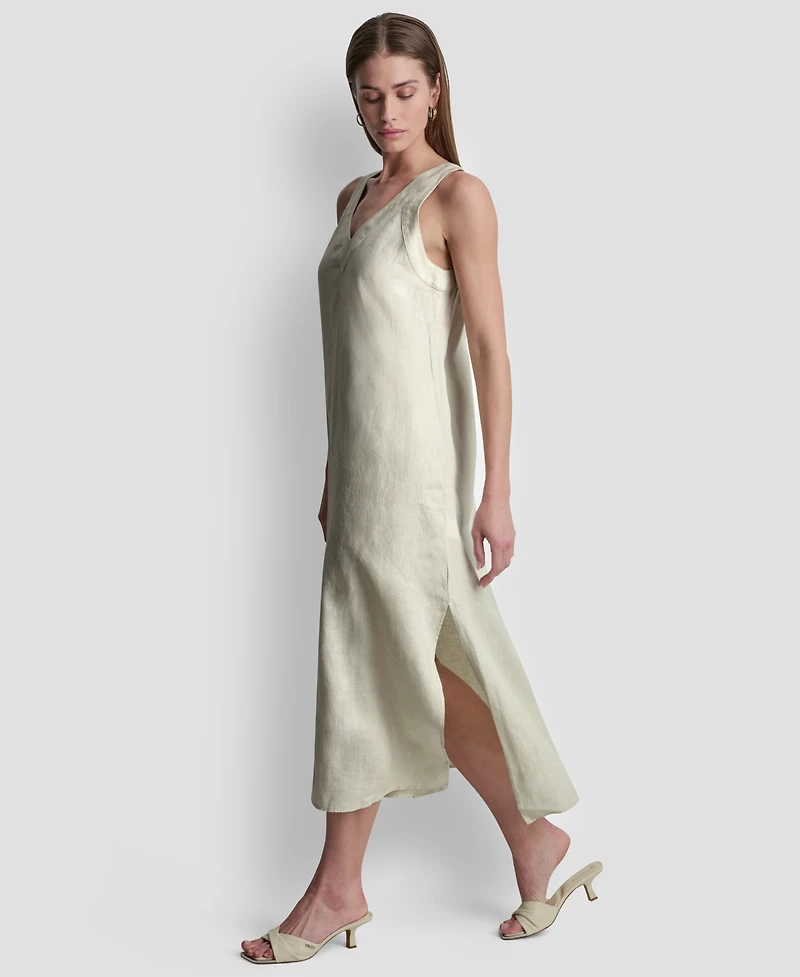 Dkny Linen V-Neck Maxi Dress
